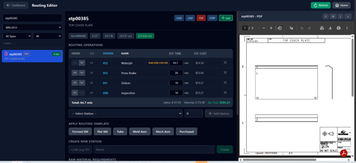 PDM routing editor
